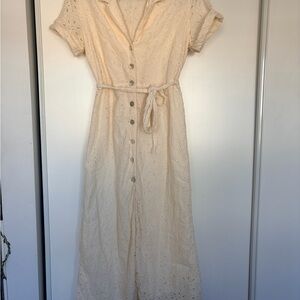 Aritzia Wilfred Cream Eyelet Maxi Dress